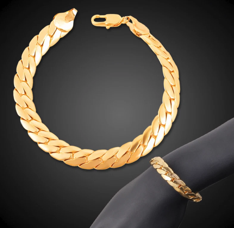 Gold 18k Armkette Kette 6MM für Herrenkette Armband Geschenk Herren Damen 21cm - Bild 2 von 4