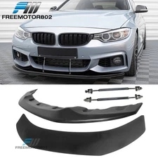 Fits 14-20 BMW 4 Series M Sport MX Style Front Bumper Lips & Gunmetal Strut Rods