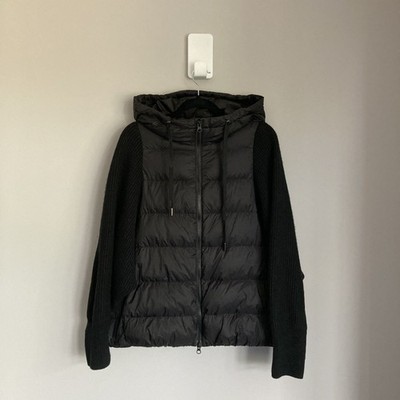 Damen Daunen Puffer Jacke Grobstrick Dolmanärmel XL schwarz Wolle Nylon