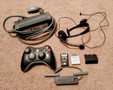 Microsoft Xbox 360 Accessories Lot Controller, Power Cord Head Set SEE DESC