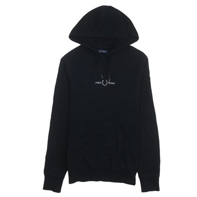 Fred Perry Herren Schwarz Pullover Hoodie Small Classic Logo