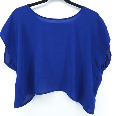 Whimsigoth Night Out Hot Y2k Crop Top Electric Blue Geometric Cut Out Back Small