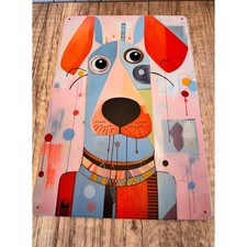 Cute Dog Metal Sign Dog Lover Gift Decor Gift Idea Pink Rescue Hound Dog NEW