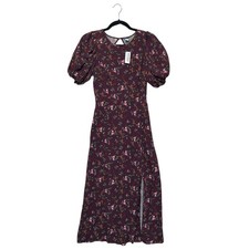 Old Navy Puff-Sleeve Floral Maxi Shift Dress NWT Women's Sz XS Plum Cottagecore