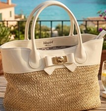 Borsa Blugirls Blumarine Paglia E Vernice Bianca ORIGINALE