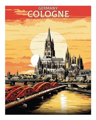 K�lner Dom Landschafts-Wandkunst Vintage-Stil Urbane Szene Wandkunst