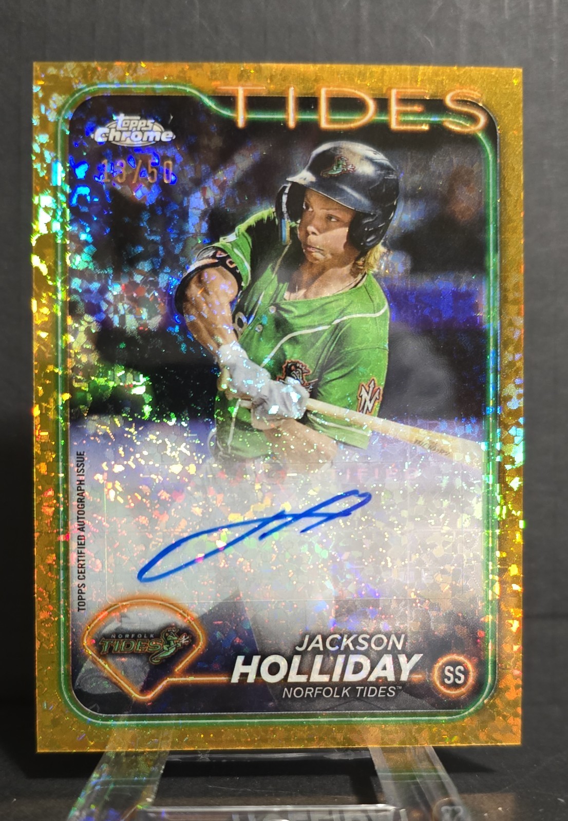 Jackson Holliday - 2024 Topps Pro Debut Autograph PDC-27 Gold Mini-Diamond 13/50