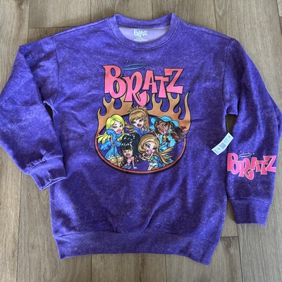 Bratz Crew Neck Sweatshirt Purple Heather Graphic Junior s Size Small NEW