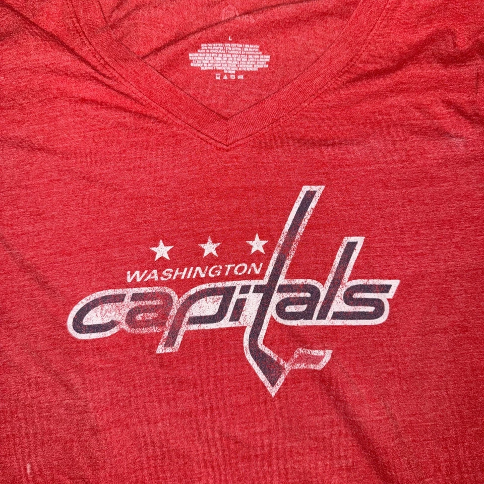 Camiseta para mujer NHL Washington Capitols roja gráfica XL #8 Ovechkin camiseta cuello en V Foto 3 de 4