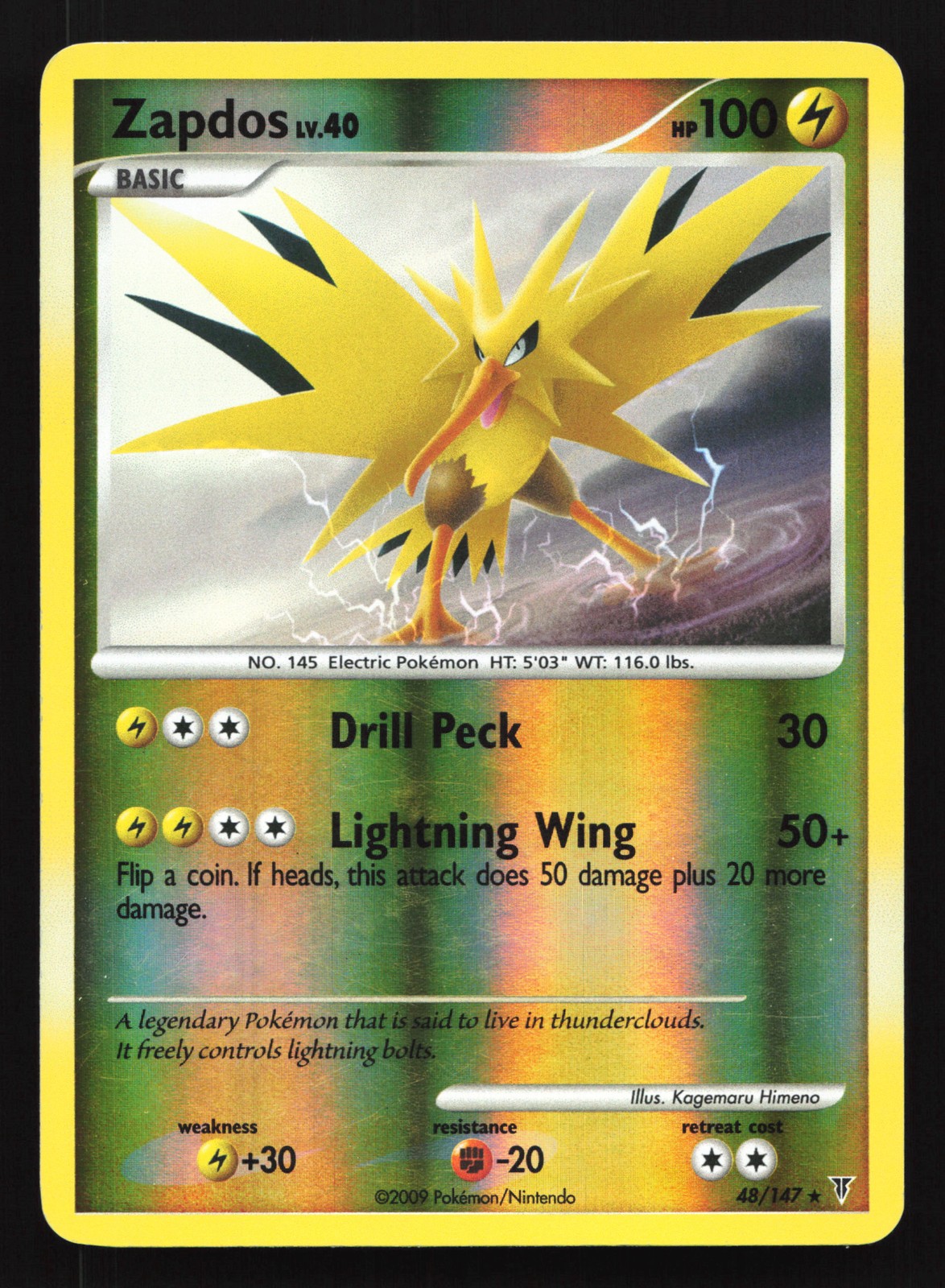 Zapdos 48/147 Supreme Victors Reverse Holo Rare Pokemon Card