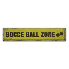Bocce Ball Zone Rustic Distressed Sign, Personalized Wood Sign