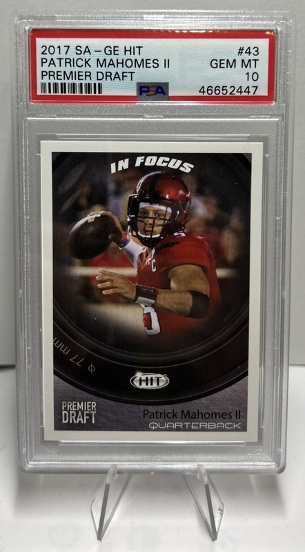 2017 PATRICK MAHOMES PSA 10 Sage Hit Premier Draft ROOKIE Football Card - RC