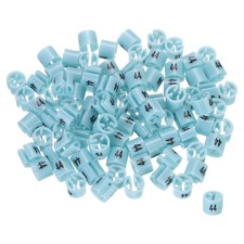 100 Pack Clothes Hanger Marker Number 44 Size Tag Fit 3.5mm Rod Light Blue