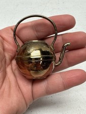 Vtg Brass Miniature Pitcher Jug w/ Handle Dollhouse Trinket 2-Tone Color