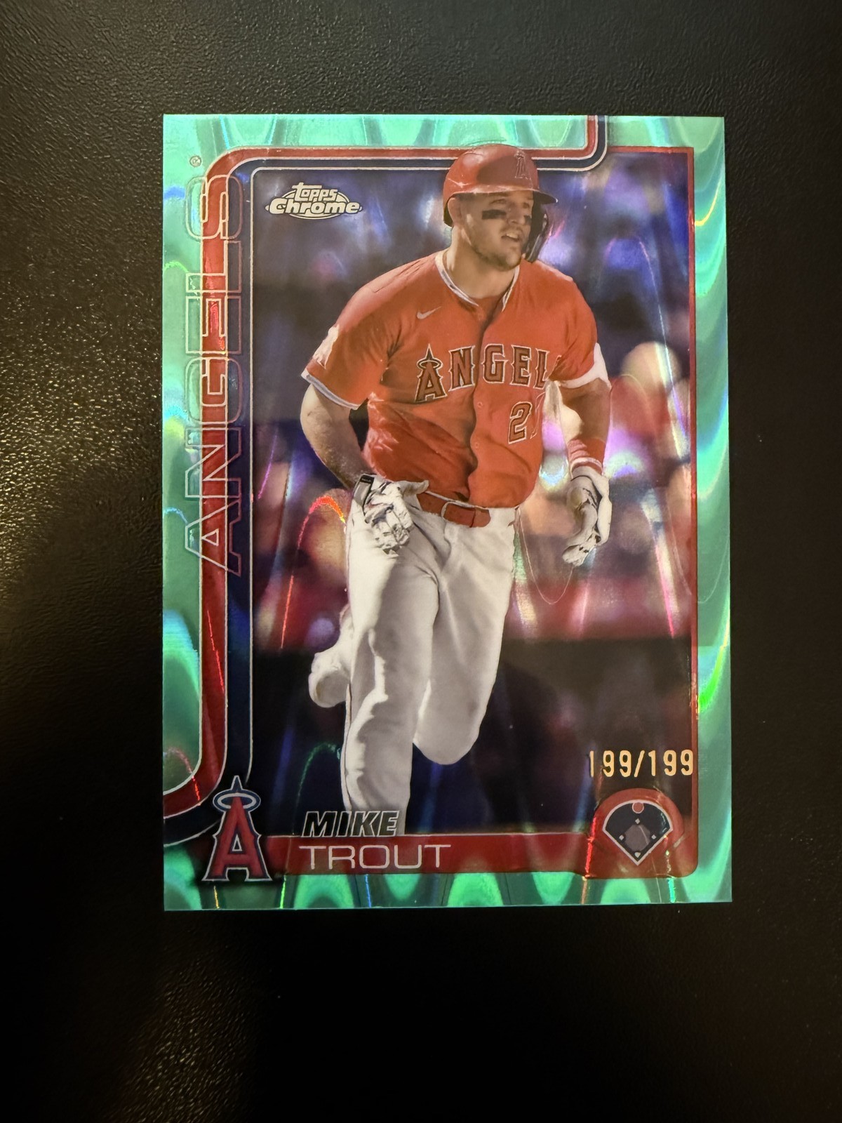 2025 Topps Chrome Mike Trout Aqua Lava Refractor 199/199 Angels #100