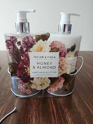 Taylor & Finch Australia Honey, Almond Hand Wash & Lotion Pump Bathroom Set NEW!