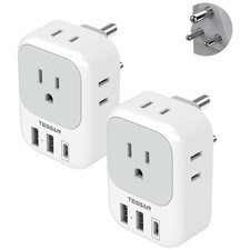 Lightweight Type D India Plug Adapter: 4 Outlets, 3 USB Ports, Travel Essential