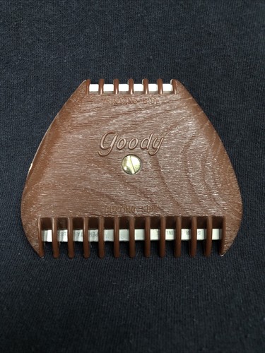 Vtg 1970s Brown GOODY Hair Beard Trimming Razor Trimmer Comb Faux Wood Plastic