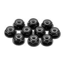 10 Pcs M2 Pitch 0.4mm Aluminum Alloy Lock Nuts Flanged Hex Nuts Nylon, Black
