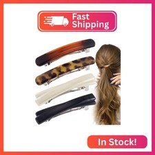 STSTR 4PCS French Barrette Hair Clips for Women, 2 Styles Small Tortoise Shell H