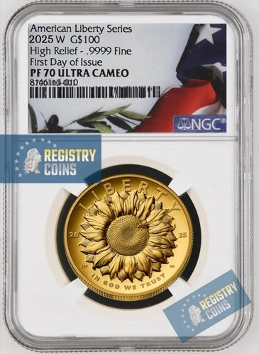 Presale 2025 W Gold Proof American Liberty High Relief $100 NGC PF70 First Day !