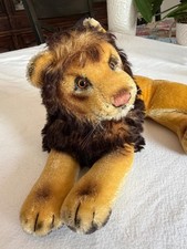 Vintage 1960's Steiff Tagged Silver Button In Ear Leo Lion Lying Down