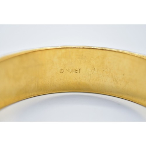 Monet Vintage Armreif Armband goldfarben klobig verziert glänzend signiert 70er BinD - Bild 8 von 9