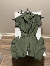 Vintage Parachute Flight Suit Green Jumpsuit Para Suit 42 Regular Made in Mexico