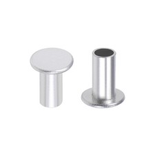100Pcs 6mm x 12mm Aluminum Flat Head Semi-Tubular Rivets Silver Tone