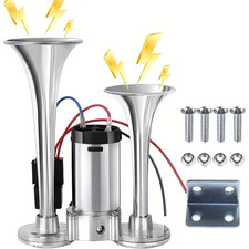 115DB Super Loud Train Air Horn Kit 12V Truck Car Dual Trumpet + Air Compressor