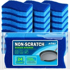 AIDEA-Brite Non-Scratch Scrub Sponge-24Count, Sponges for Dishes, Sponges Kitche