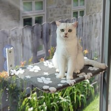 Cute Cat Window Perch, Foldable Cat Window Hammock, Grey Large (no mesh cover)