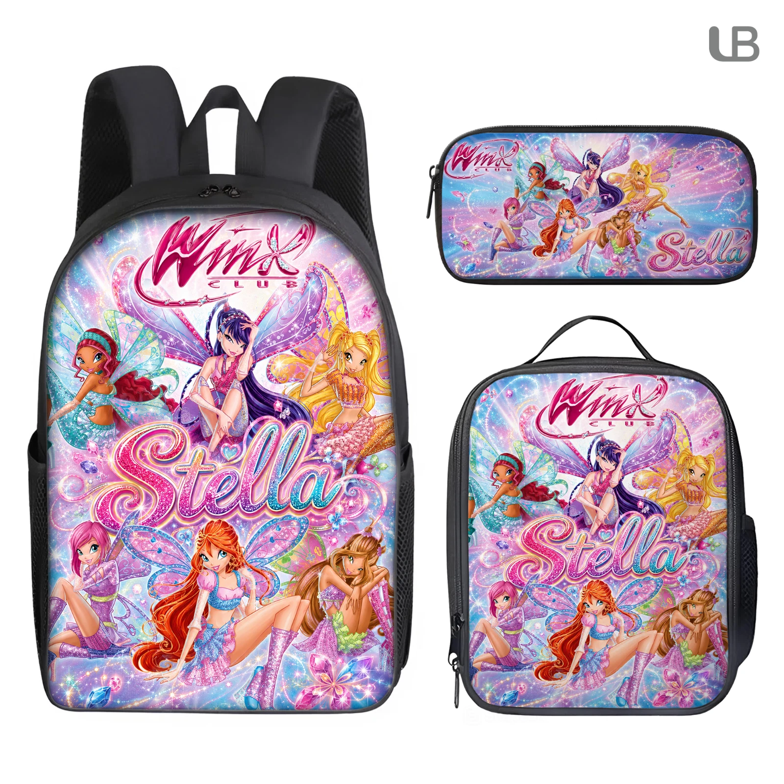 Custom Winx Club Backpack Set, Girls School Bag, Lunch Bag & Pencil Case, Cartoo