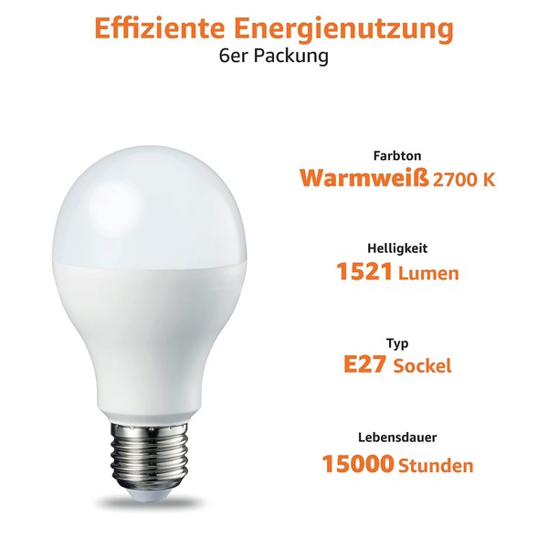 E27 Led Lampe 14W Ersetzt 100W Warmweiß Dimmbar 6Er-Pack Amazon Basics-image