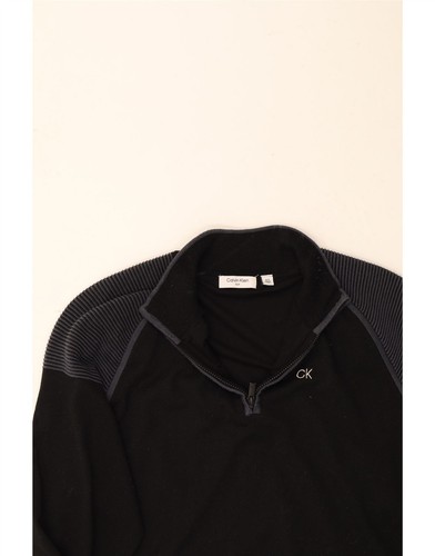 CALVIN KLEIN Mens Golf Zip Neck Jumper Sweater XL Black Polyester AD11 - Picture 3 of 3