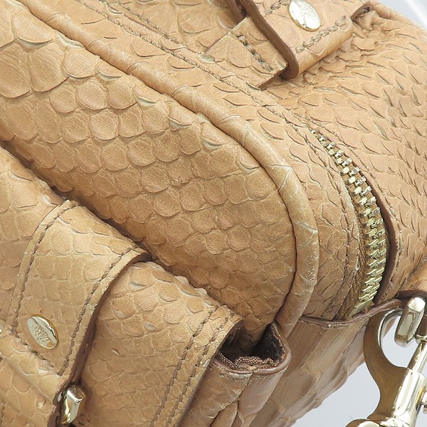 MULBERRY HH8298 Camel Python Pattern Leather Gold… - image 4