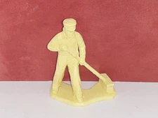 1958 MARX Man with Broom Sears Allstate Gas Station Vintage Plastic Figure Cream