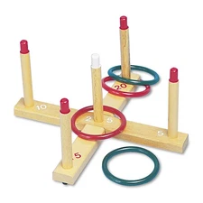 Champion Sports Wooden Ring Toss Game Durable Set Bright Rings Easy Setup
