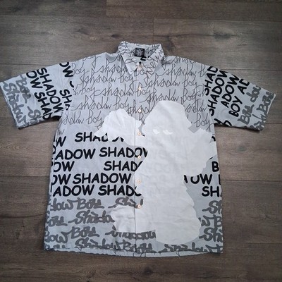 Vintage Diss Shadow Boy Hip Hop Button Up Shirt Men s Size Large Gray 
