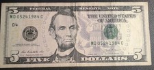May 24th 1984 - Serial Number 05241984 - Birthday/Anniversary $5 Note
