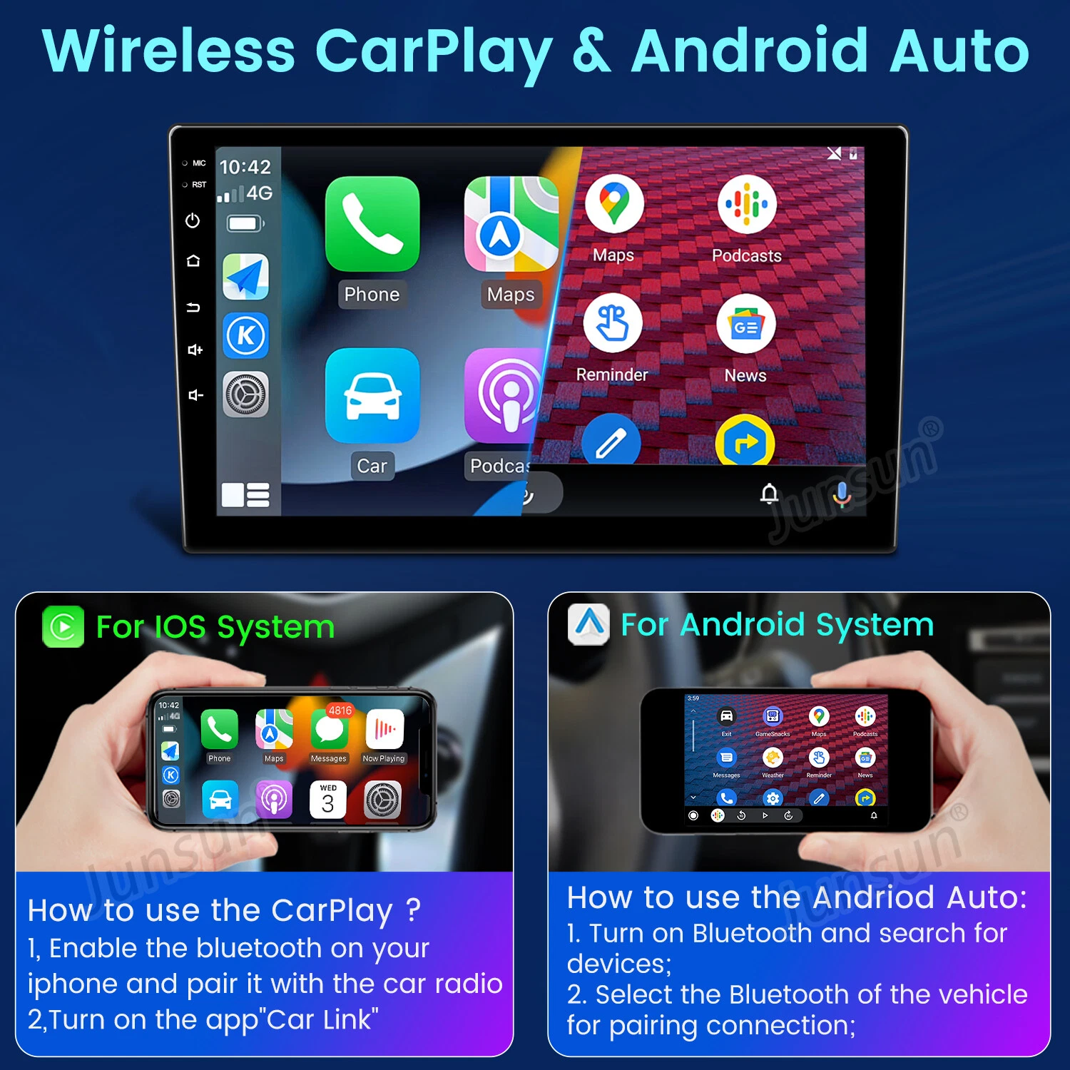  gmc yukon chevrolet tahoe suburban carplay android13 car stereo gps fm 