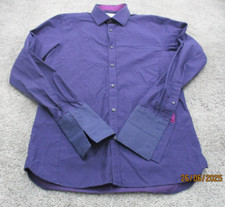 Ted Baker Shirt Size 15 Button Up Collared Cotton Long Sleeve Cuff-Link