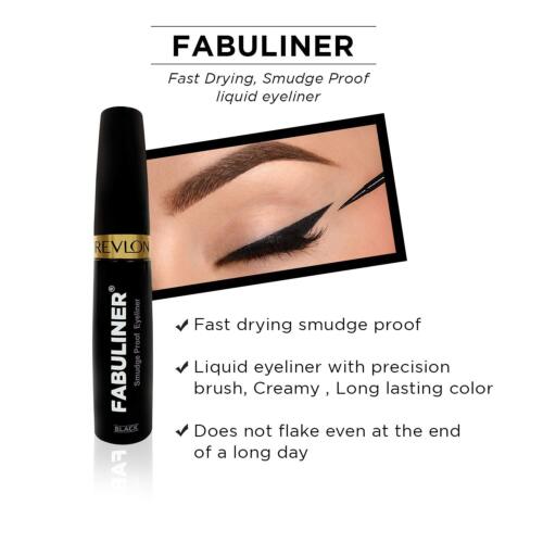 Revlon Fabuliner Smudge Proof Eyeliner, Black For Makeup 9ml - Picture 5 of 8