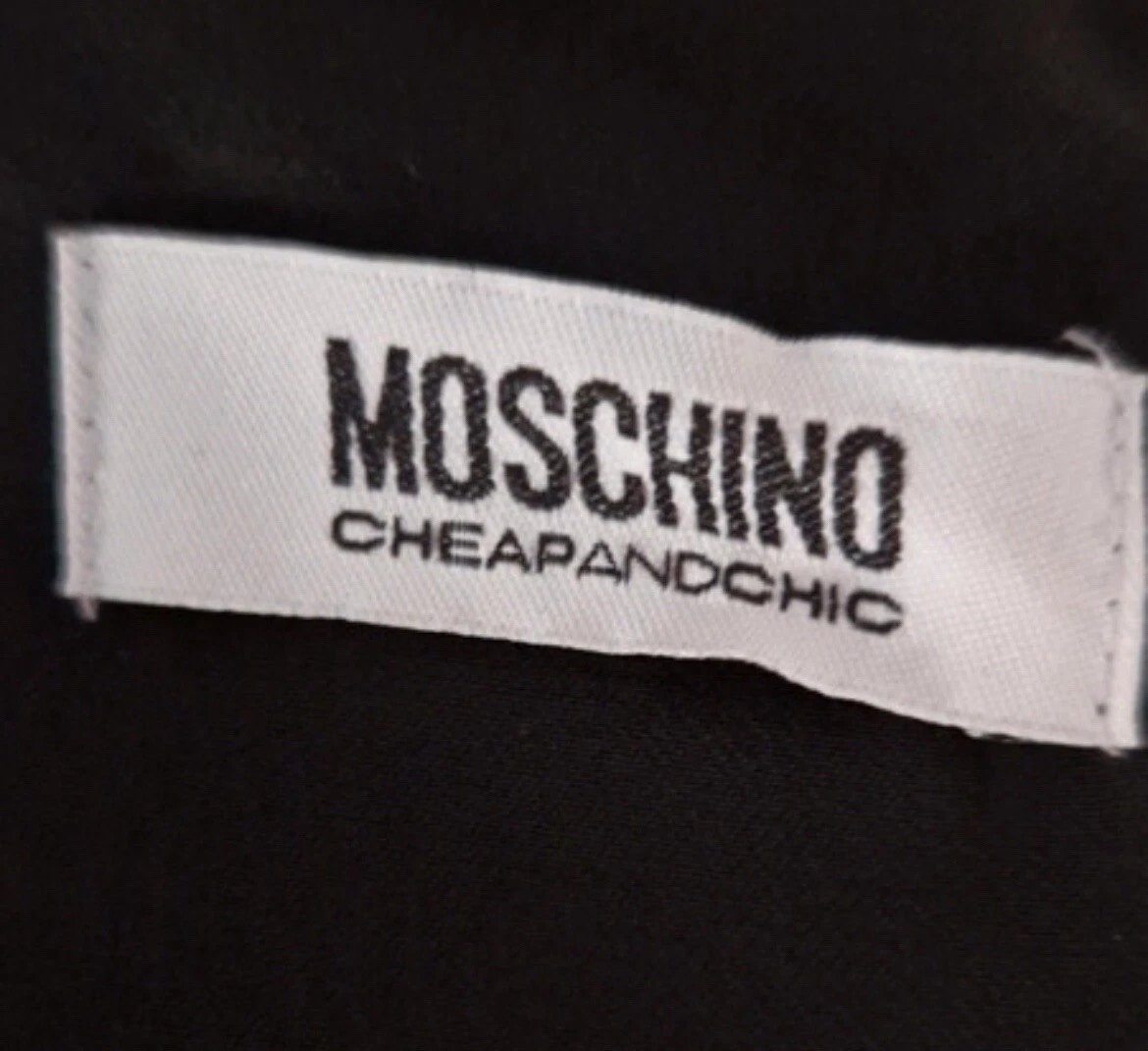Abito nuovo senza etichette Moschino economico e chic taglia 14 Y2k vintage giornale moto Quirky L