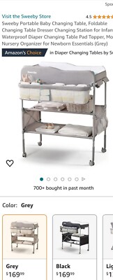 Sweeby Portable Baby Changing Table, Foldable Changing Table Dresser Changing...