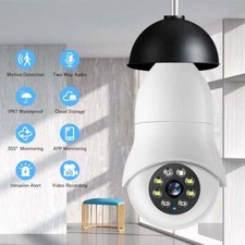 Wifi PTZ IP Cámara E27 Bombilla Inalámbrica Visión Nocturna Detección de Movimiento Audio Bidireccional
