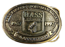 25th Anniversary Belt Buckle Bass Anglers Sportsman Society 1967 1992 Pre-Owned
