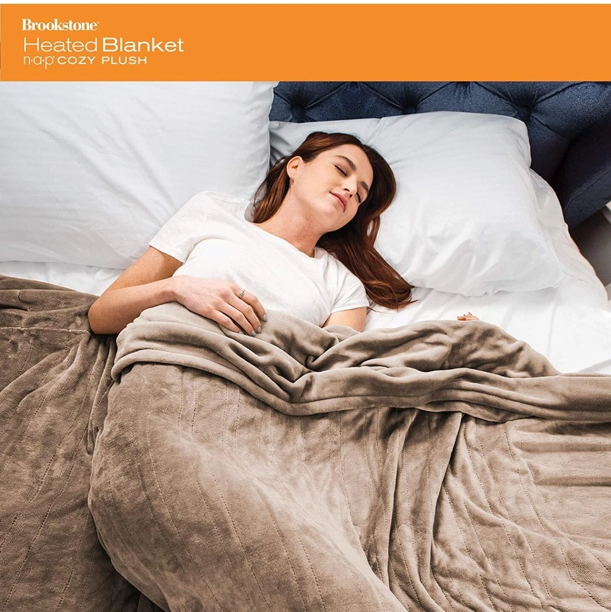 Brookstone N-A-P Cozy Plush Heated Blanket (Full) (Light Gray) | eBay