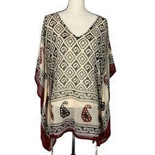 Soft Surroundings Poncho Semi Sheer Scarf Womens S/M Paisley Multicolor