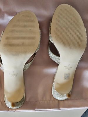 Sandales Stuart Weitzman Follie - Taille US 8.5 (EU 39), Argentées, Cuir Verni, Neuves Avec Boîte